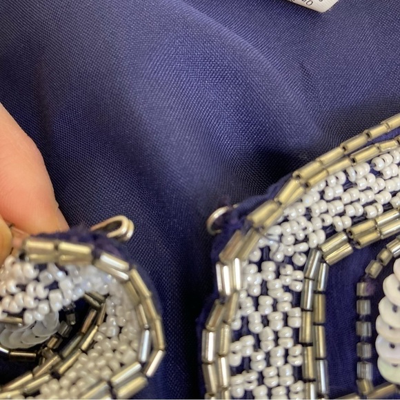 Vintage 80s Eves Allure Silk Sequined Party Blazer Dress Jacket Elegant Sz M - Picture 9 of 15